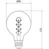 Mexen Vintis Ampoule filament spirale LED E27, G80, 4W, Chaude - 2700K, 220 lm, fumée - L165-E27-0427-70