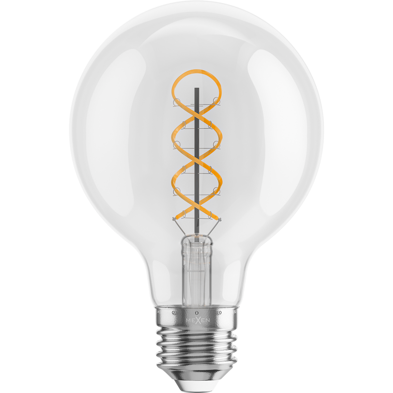 Mexen Vintis Ampoule à filament spirale LED E27, G80, 6W, Chaude - 2700K, 630 lm, clair - L165-E27-0627-00