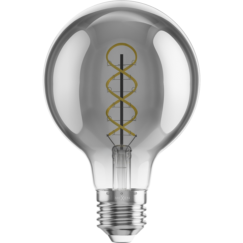 Mexen Vintis Ampoule filament spirale LED E27, G80, 6W, Chaude - 2700K, 400 lm, fumée - L165-E27-0627-70