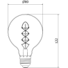 Mexen Vintis Ampoule filament spirale LED E27, G80, 8W, Chaude - 2700K, 510 lm, smoke - L165-E27-0827-70