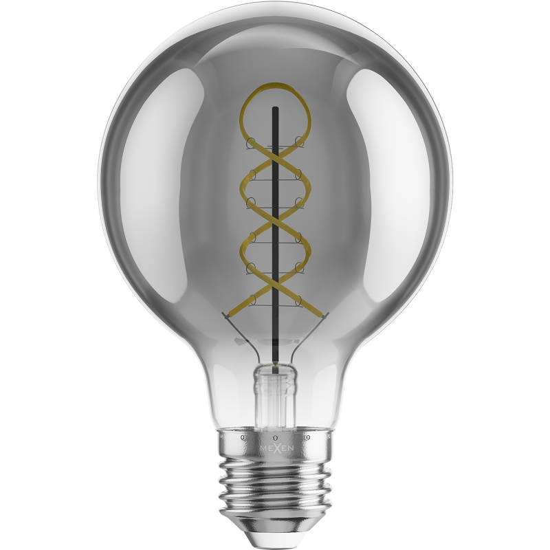 Mexen Vintis Ampoule filament spirale LED E27, G80, 8W, Chaude - 2700K, 510 lm, smoke - L165-E27-0827-70