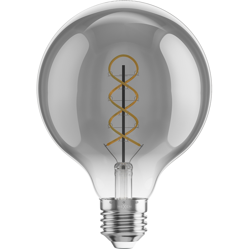 Mexen Vintis Ampoule filament spirale LED E27, G95, 4W, Chaude - 2200K, 220 lm, fumée - L167-E27-0422-70