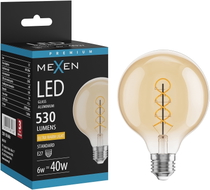 Mexen Vintis Ampoule LED filament spirale E27, G95, 6W, Chaude - 2200K, 530 lm, ambre - L167-E27-0622-50