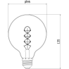 Mexen Vintis Ampoule LED filament spirale E27, G95, 6W, Chaude - 2200K, 530 lm, ambre - L167-E27-0622-50