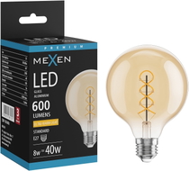 Mexen Vintis Ampoule filament spirale LED E27, G95, 8W, Chaude - 2200K, 600 lm, ambre - L167-E27-0822-50