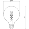 Mexen Vintis Ampoule filament spirale LED E27, G95, 8W, Chaude - 2200K, 600 lm, ambre - L167-E27-0822-50