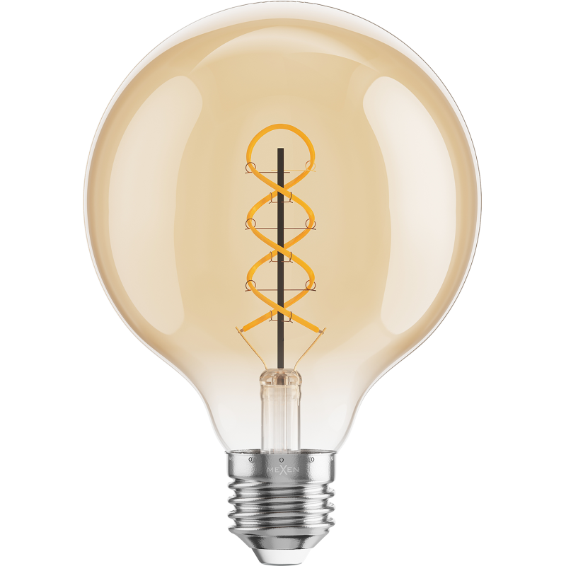 Mexen Vintis Ampoule filament spirale LED E27, G95, 6W, Chaude - 2700K, 530 lm, ambre - L167-E27-0627-50
