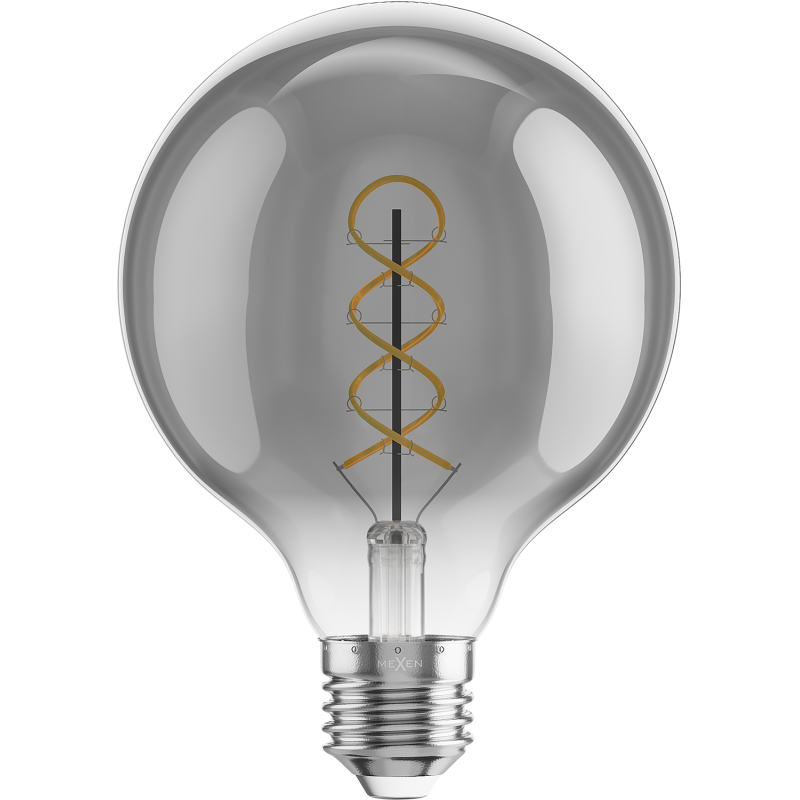 Mexen Vintis Ampoule filament spirale LED E27, G95, 6W, Chaude - 2700K, 510 lm, fumée - L167-E27-0627-70