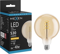 Mexen Vintis Ampoule filament spirale LED E27, G125, 6W, Chaude - 2200K, 530 lm, ambre - L168-E27-0622-50