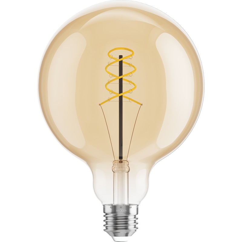 Mexen Vintis Ampoule filament spirale LED E27, G125, 6W, Chaude - 2200K, 530 lm, ambre - L168-E27-0622-50