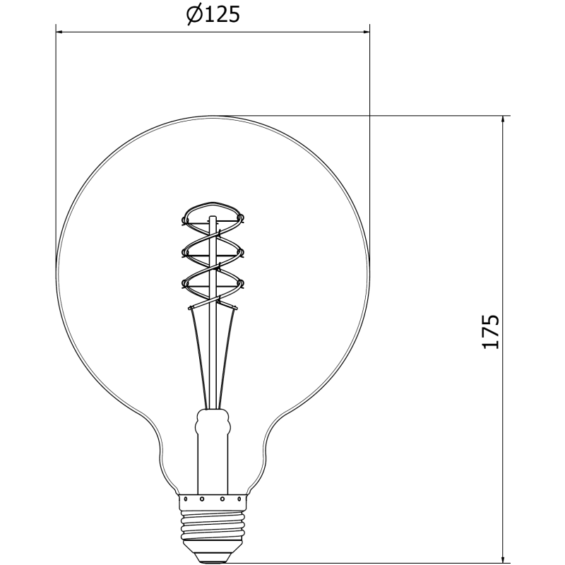 Mexen Vintis Ampoule filament spirale LED E27, G125, 6W, Chaude - 2200K, 350 lm, fumée - L168-E27-0622-70