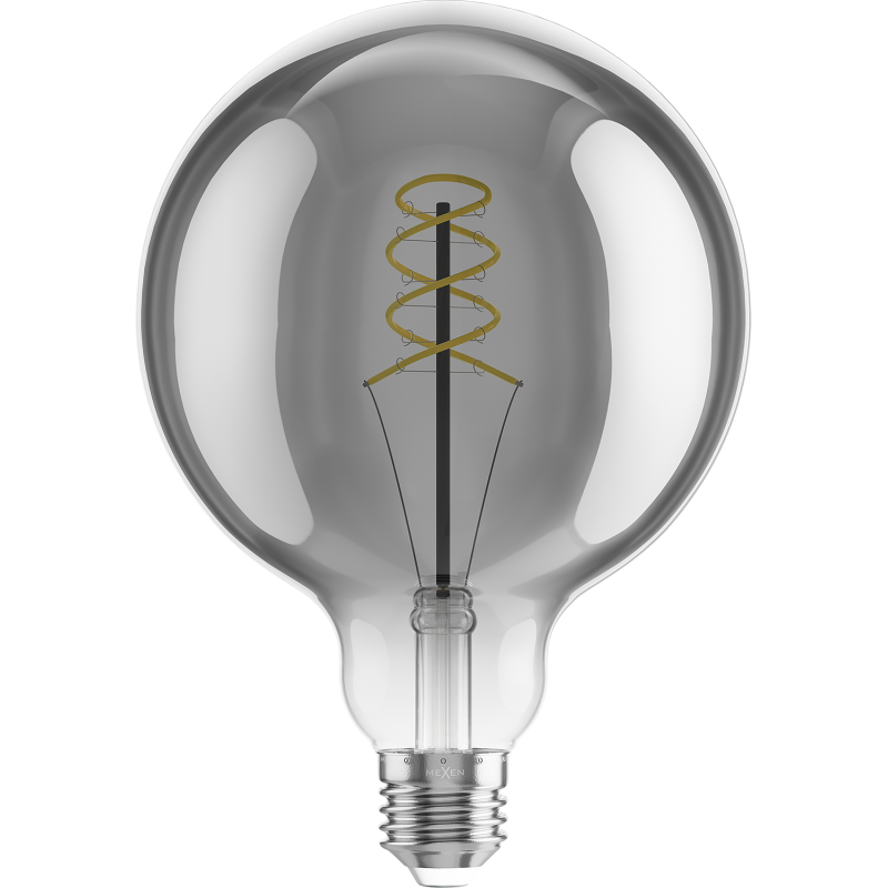 Mexen Vintis Ampoule à filament spiralé LED E27, G125, 8W, Chaud - 2200K, 450 lm, fumée - L168-E27-0822-70