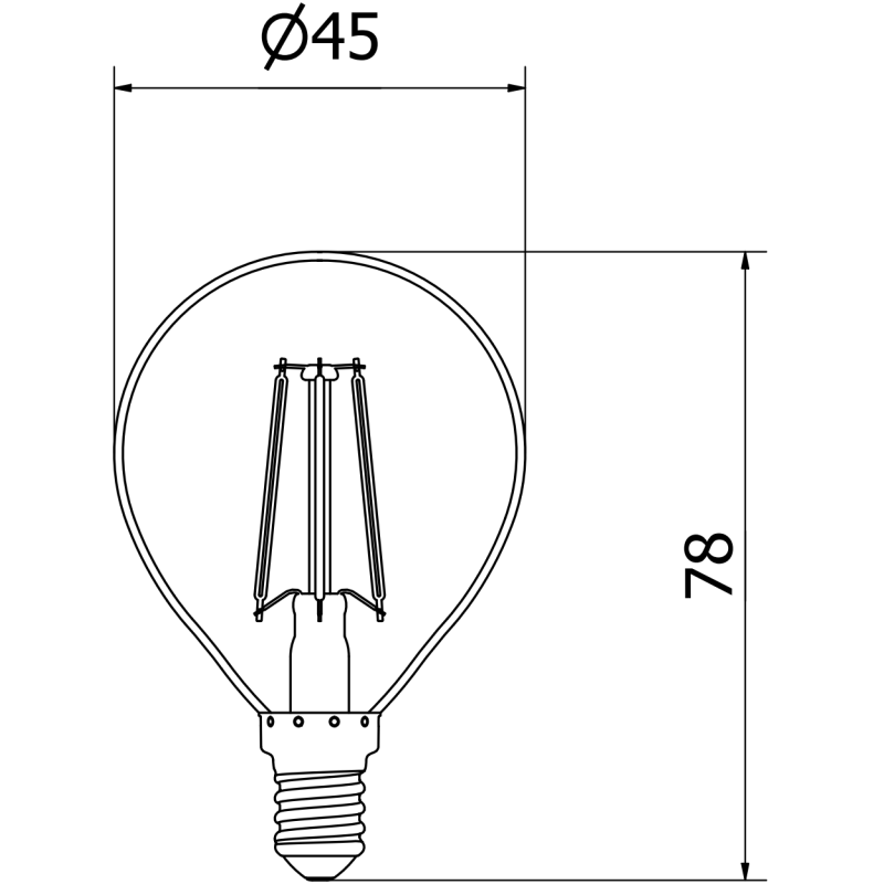 Mexen Vintis Ampoule à filament LED E14, G45, 4W, Chaude - 2700K, 470 lm, claire - L156-E14-0427-00