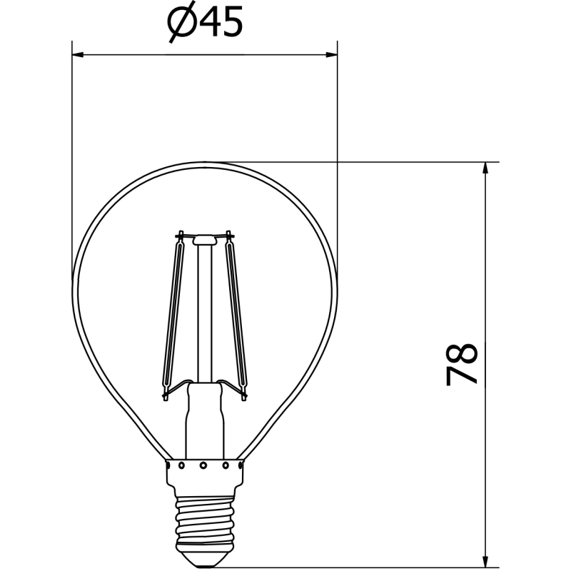 Mexen Vintis Ampoule filament LED E14, G45, 2W, Neutre - 4000K, 240 lm, transparente - L156-E14-0240-00