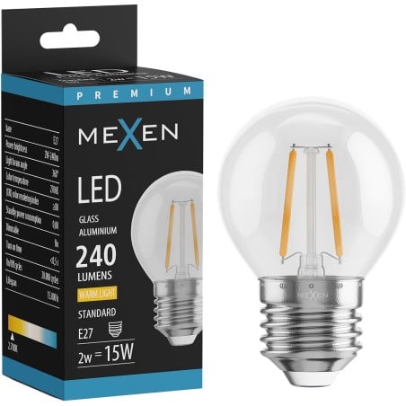 Mexen Vintis Ampoule filament LED E27, G45, 2W, Chaude - 2700K, 240 lm, claire - L156-E27-0227-00