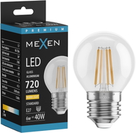 Mexen Vintis Ampoule LED à filament E27, G45, 6W, Chaude - 2700K, 720 lm, claire - L156-E27-0627-00