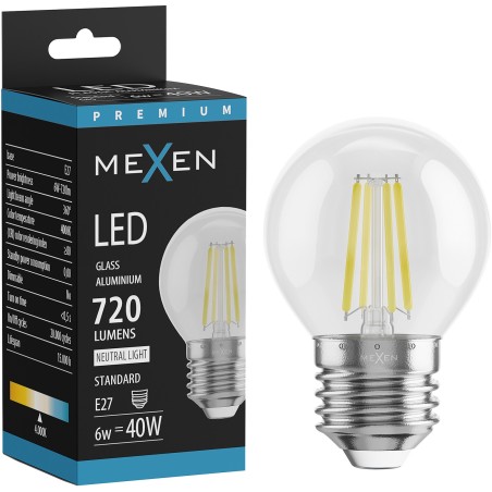 Mexen Vintis Ampoule filament LED E27, G45, 6W, Neutre - 4000K, 720 lm, clair - L156-E27-0627-00 - L156-E27-0640-00