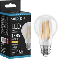 Mexen Vintis Ampoule à filament LED E27, A60, 12W, Chaude - 2700K, 1585 lm, claire - L150-E27-1227-00