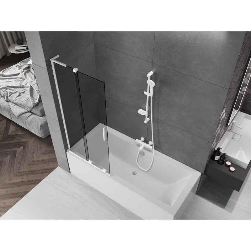 Mexen Velar L paroi de baignoire 2 battants coulissants 80 x 150 cm, graphite, blanc - 896-080-003-41-20