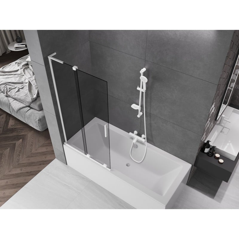 Mexen Velar L paroi de baignoire 2 vantaux coulissante 90 x 150 cm, graphite, blanc - 896-090-003-41-20