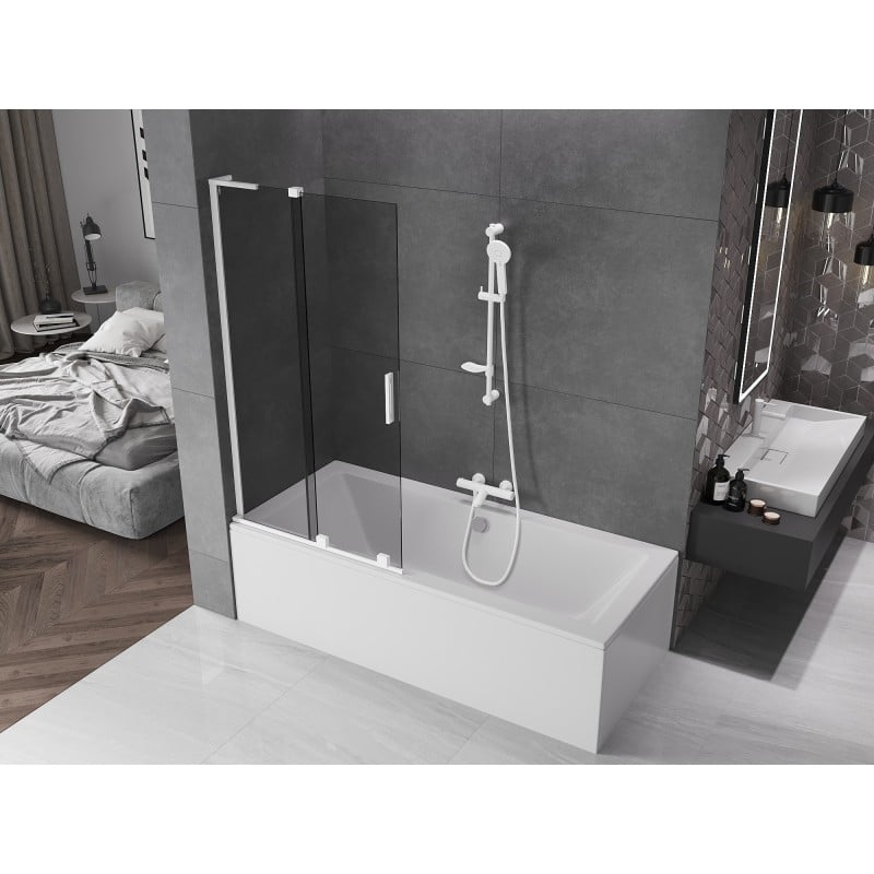 Mexen Velar L paroi de baignoire coulissante à 2 vantaux 95 x 150 cm, graphite, blanc - 896-095-003-41-20
