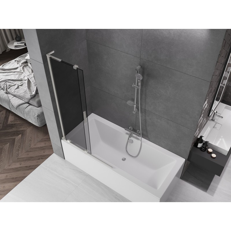 Mexen Velar L paroi de baignoire 2 volets coulissants 100 x 150 cm, graphite, nickel brossé - 896-100-003-41-97