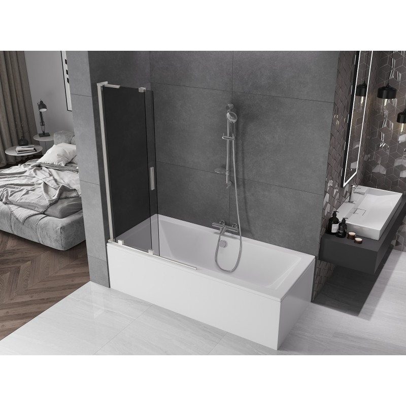Mexen Velar L paroi de baignoire 2 volets coulissants 100 x 150 cm, graphite, nickel brossé - 896-100-003-41-97