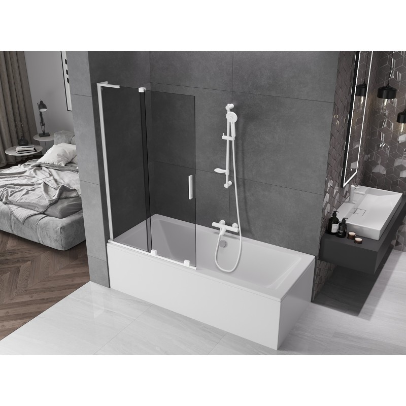Mexen Velar L paroi de douche à deux volets coulissants 100 x 150 cm, graphite, blanc - 896-100-003-41-20