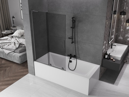 Mexen Velar L pare-douche de baignoire coulissant 2 battants 110 x 150 cm, graphite, gris canon brossé - 896-110-003-41-66