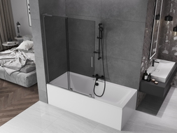 Mexen Velar L pare-douche de baignoire coulissant à 2 volets 120 x 150 cm, graphite, métal pistolet - 896-120-003-41-95