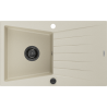 Mexen Cesar évier de cuisine en granit 1 bac avec égouttoir 775 x 470 mm, beige, siphon noir - 6514771010-69-B
