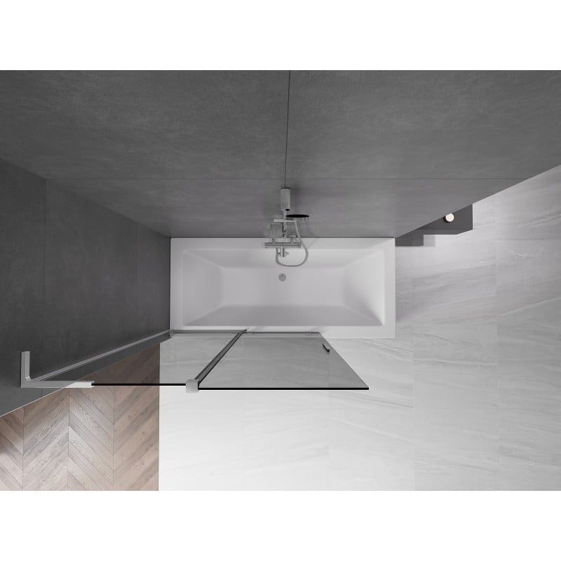 Mexen Velar L paroi de baignoire 2 volets coulissants 120 x 150 cm, graphite, chrome - 896-120-003-41-01