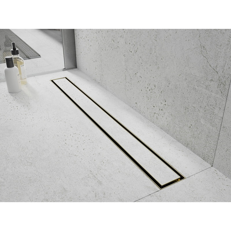 Mexen Flat 360° M13 drain linéaire rotatif 2 en 1 de 50 cm, doré - 1510050-40