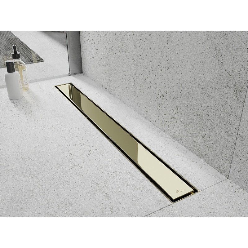 Mexen Flat 360° M13 drain linéaire rotatif 2 en 1 de 50 cm, doré - 1510050-40