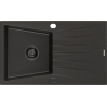 Mexen Cesar évier en granit 1 bac avec égouttoir 775 x 470 mm, noir/doré métallisé, siphon noir - 6514771010-75-B
