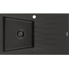 Mexen Cesar évier en granit à 1 bac avec égouttoir 775 x 470 mm, noir/doré métallique, siphon noir - 6514771010-75-B