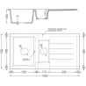Mexen Andres évier en granit à 1,5 cuvette avec égouttoir 1000 x 500 mm, Beige, siphon Noir - 6515101510-69-B