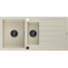 Mexen Andres évier en granit 1,5 bac avec égouttoir 1000 x 500 mm, beige, siphon noir - 6515101510-69-B