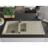 Mexen Andres évier en granit 1,5 bac avec égouttoir 1000 x 500 mm, beige, siphon noir - 6515101510-69-B