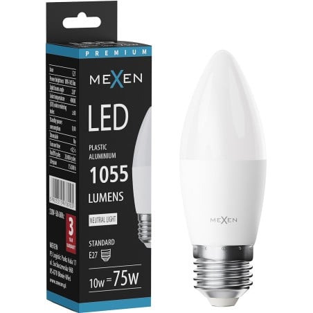 Mexen Nova Ampoule LED E27, C37, 10W, Neutre - 4000K, 1055 lm - L102-E27-1040-01