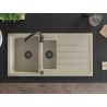 Mexen Andres évier en granit 1,5 bac avec égouttoir 1000 x 500 mm, beige, siphon noir - 6515101510-69-B