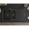Mexen Andres évier en granit 1,5 bac avec égouttoir 1000 x 500 mm noir/or métal, siphon noir - 6515101510-75-B