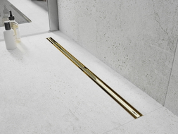 Mexen Flat 360° Slim caniveau linéaire pivotant 130 cm, doré - 1541130