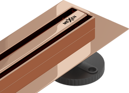 Mexen Flat 360° Slim drainage linéaire pivotant 130 cm, or rose - 1641130