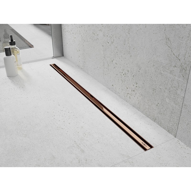 Mexen Flat 360° Slim drainage linéaire rotatif 150 cm, or rose - 1641150