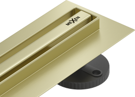 Mexen Flat 360° Slim drainage linéaire pivotant 60 cm, or brossé - 1A41060