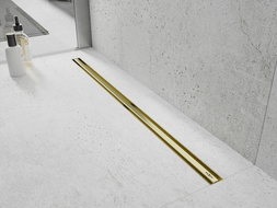 Mexen Flat 360° Slim caniveau de douche linéaire pivotant 120 cm, or brossé - 1A41120