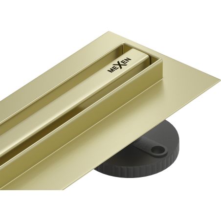 Mexen Flat 360° Slim caniveau linéaire rotatif 130 cm, or brossé - 1A41130