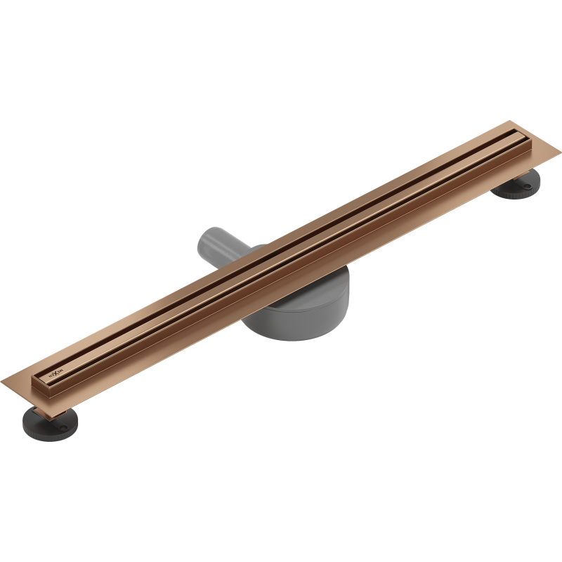 Mexen Flat 360° Slim caniveau de sol linéaire rotatif 60 cm, cuivre brossé - 1C41060