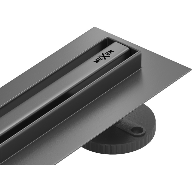 Mexen Flat 360° Slim caniveau linéaire pivotant 150 cm, gun gray brossé - 1E41150